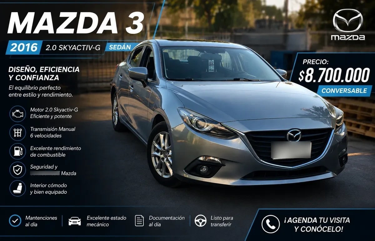 MAZDA MAZDA3 2.0 Sport Gt Sr At año 2016