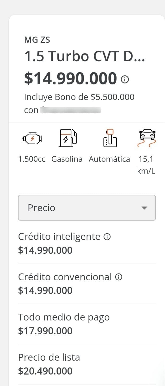 MG ZS 1.5 Std Mt año 2026