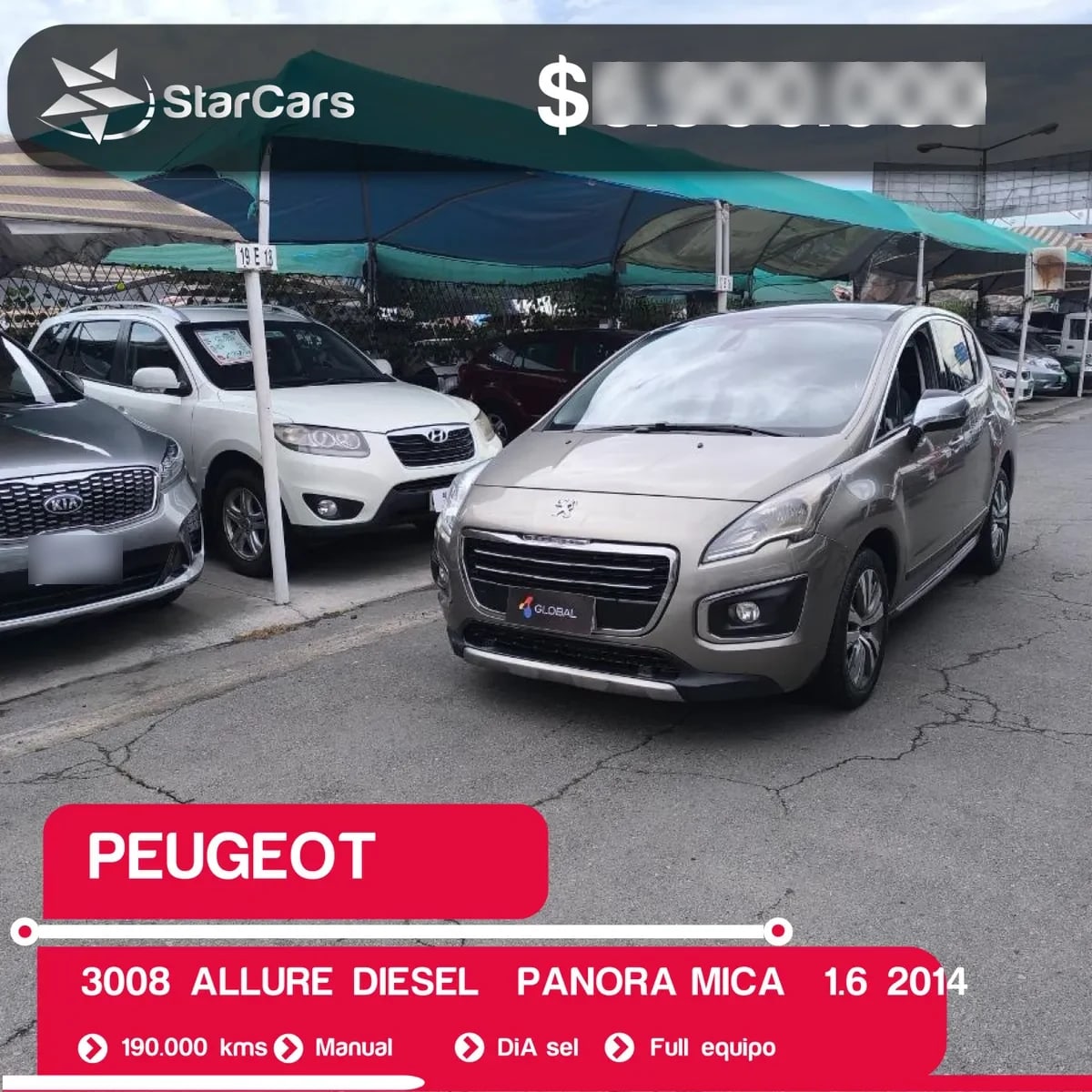 Peugeot 3008 Allure Diesel Panorámica No Se La Version año 2014