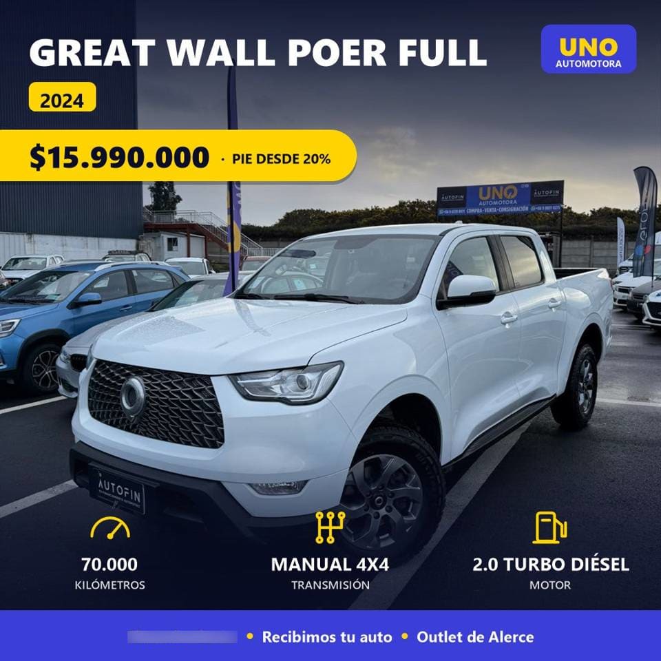 Great Wall Poer 2.0 Turbo Diésel Full 4x4 año 2024 Great Wall Poer 2.0 Turbo Diésel Full 4x4 año 2024