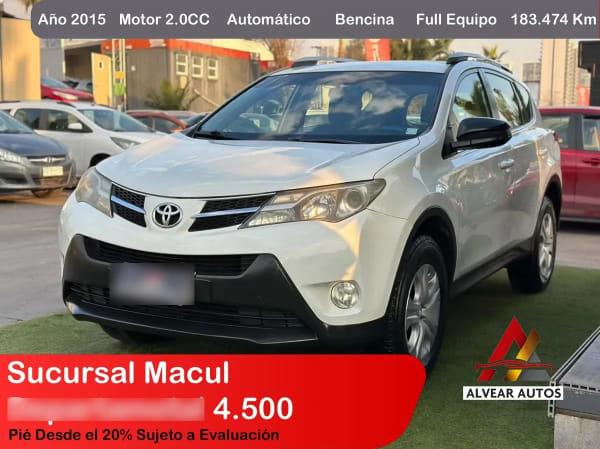 TOYOTA RAV4 2.0 Advantage Lujo Bt Mt 4x4 año 2015 TOYOTA RAV4 2.0 Advantage Lujo Bt Mt 4x4 año 2015