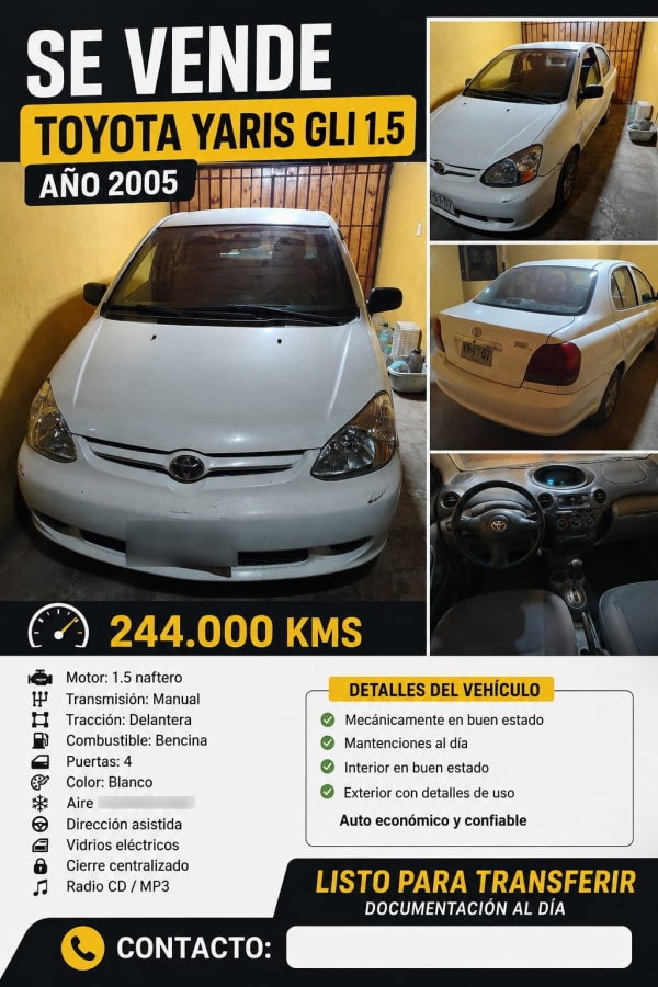 TOYOTA YARIS 1.5 Sedan Gli Mt año 2005